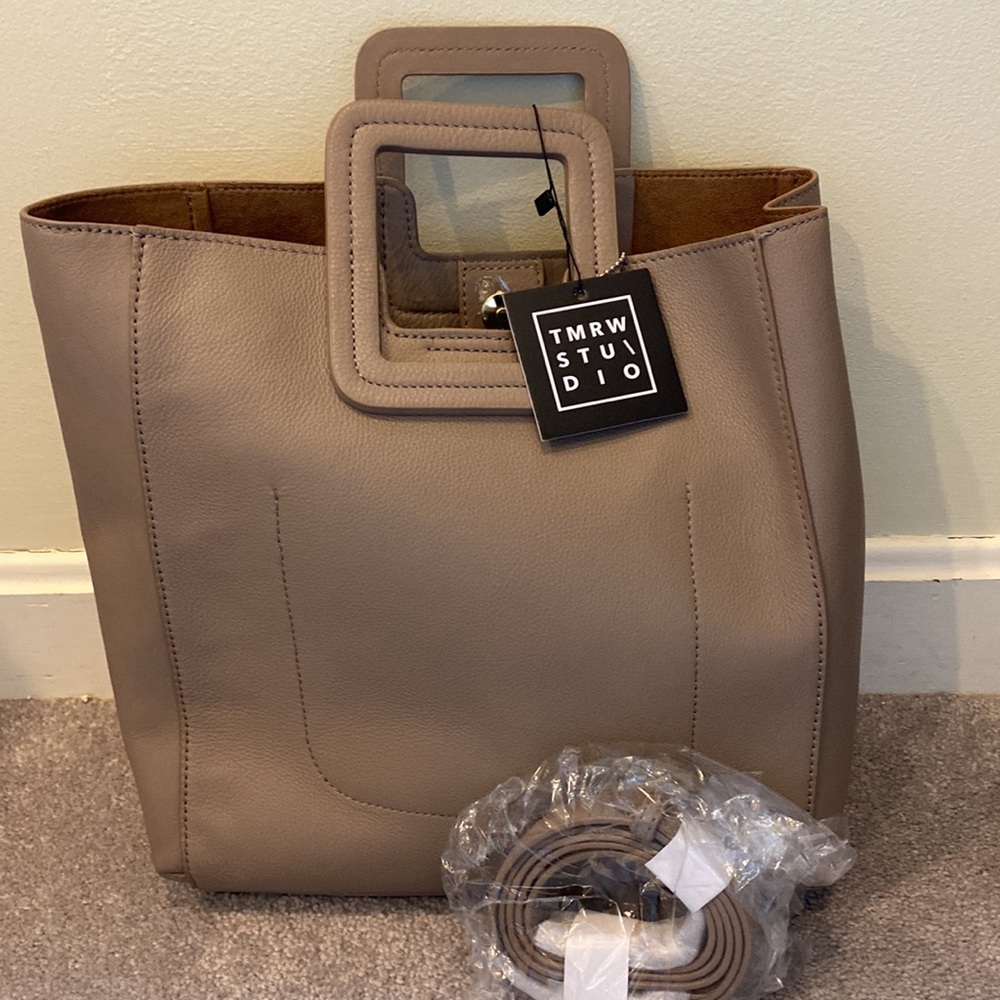 Tmrw studio Antonio medium taupe leather bag - first 3 pics are for style only